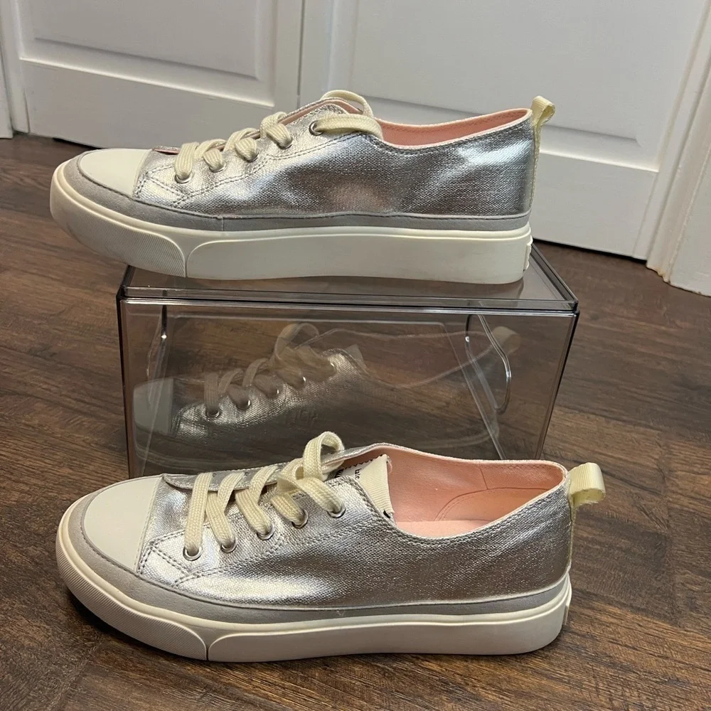 Kate Spade New York Kaia Metallic Canvas Platform Sneakers Size 7.5 B